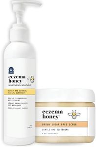 ECZEMA HONEY Brown Sugar Face & Body Scrub & Oatmeal Facial Cleanser – Soothes Eczema, Prevents Breakouts, & Nourishes Skin - Natural & Gentle Exfoliating Scrub & Face Wash for Dry, Itchy Skin