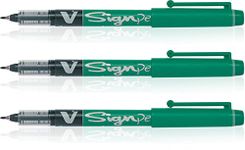 Pilot 019595 V Sign Pen (Green-Pack Of 3),fine,medium