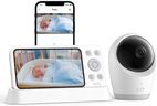 eufy Baby Monitor E21 with 4K UHD Camera, 5" 720p Display, Hybrid Wi-Fi and No Wi-Fi Connection, App and Monitor Control, Pan-Tilt, 8× Zoom, Portable Camera with Built-In Battery, ANR, Smart Alerts