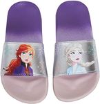 Disney Frozen 2 Girls Sliders Elsa Anna Gradient Rainbow Kids Summer Sandals Lightweight Waterproof Beach Pool Shoes, Silver, 10 UK Child