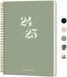 Monthly Planner 2024-2025, 2024 Calendar 18 Months Planner, JUL 2024 - DEC 2025, 7.4" x 9.6", 2024 Planner Spiral Bound, Perfect for School & Office - 24.7-25.12 - Green