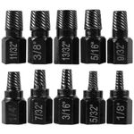 NIHUIFDPY 10Pcs Damaged Screw Extractor Kit, Heavy Duty Multi-Spline Stripped Screw Remover Set, Alloy Steel Easy Out Drill Bit for Broken Bolt, Stud & Pipe Removal, 1/8" to 13/32" Hex Shank