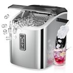 EUHOMY Ice Maker Countertop, 9 Cubes Ready in 6 Mins, 26lbs/24H, Self-Cleaning, Portable Ice Maker Machine with Carry Handle, Basket and Scoop, 2 Sizes of Bullet Ice for Home, Kitchen, Office