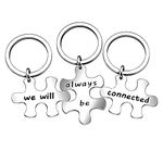 lauhonmin 3pcs Best Friends Brothers Sisters Gifts Key Chain Set Friendship Long Distance Gifts - We Will Always be Connected Keychain