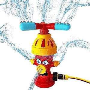 Cute Hydrant Sprinkler for Kids Outdoor Play Ages 1-3 & 4-8 - Water Toy with Funny Character Face, Rotating 360 Degree Nozzles, Adjustable Spray, Soft Durable Plastic, Attaches to Water Hose