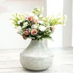 Behoma Metal Flower Vase for Home Decor Bedroom Living Room Office Wedding | Table Decorative Item for Festivals Birthday Off White Bud Shape Large (Flower Not Included)