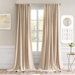 MIULEE Back Tab Beige Curtains 108 Inch Length 2 Panels Set for Living Room Bedroom, Cream Rod Pocket/Pinch Pleated Light Blocking Thermal Insulated Room Darkening Blackout Curtains