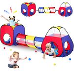 3 in 1 Kids Play Tent with Play Tunnels and Ball Pit, Pop Up Toddler Tent for Kids, Kids Toys for Boys and Girls Babies Children Indoor and Outdoor Playhouse, Gift Idea