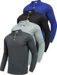 PINSPARK 4 Pack Men's Long Sleeve Golf Shirts Breathable Casual Collared Polo Lightweight Quick Dry Tactical Outdoor Shirts