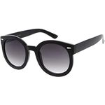 zeroUV - Round Retro Oversized Sunglasses for Women with Colored Mirror and Neutral Lens 53mm (Black/Lavender)