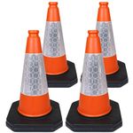 460mm 1-Piece Pack of 4 - High Traffic Cones for Street Safety - Strong and Durable Outdoor Cones with Very Low Centre of Gravity - U.K Made Safety Cones