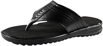 DOCTOR CHOICE Foam/Rexin Comfortable & Stylish Footwear with Wide T-Strap Slip-on/Chappal/Floater/Sandal (Black, Numeric_8)