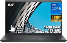 Dell 15.6" Touch Screen Laptop for Business, Intel Core i7-1355U, 16GB RAM, 1TB SSD, Numeric Keypad, SD Card Reader, Windows 11, Carbon Black