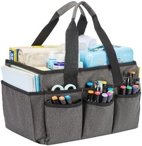 JOSIVIKY Craft Organizer Tote Bag, Art Caddy Bag with Multiple Pockets, Sewing Bag for Scrapbooking, School, Home and Office Supplies (Dark Gray)