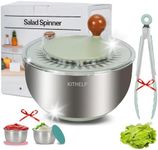 KITHELP Stainless Steel Salad Spinner Large, Vegetables Fruits Wash Bowl with Strainer, Lettuce Spinner Dryer for Efficient Salad Preparation 5.3Qt
