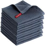 SFTXEY 100% Cotton Kitchen Dish Cloths, 10-Pack Waffle Weave Dish Towels, Ultra Soft Absorbent Quick Drying for Kitchen Towels Set Dish Rags, 12x12 Inches(Dark Gray)