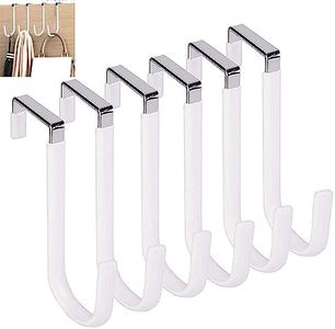 6 Pack Over The Door Hooks,with Rubber Prevent Scratches,Door Hangers for Closet, Kitchen, Bathroom (White)