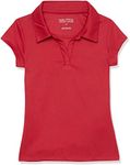 NAUTICA Girls' School Uniform Short Sleeve Performance Polo, Red