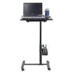 Isomars Standing Table Multipurpose Laptop Table Study Desk, Lockable Wheels, & Adjustable Height and Angle for Breakfast Table, WFH & Online Classes Sit Stand Table (Black)