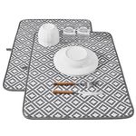 Subekyu 2 Pack Dish Drying Mat, 24 * 18 inch Ultra Absorbent Microfiber Dishes Drainer Mats for Kitchen Counter, Large Size Dish Drying Pad with Rhombus Patterns
