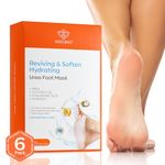 Modelones Hydrating Foot Mask for Dry Cracked Feet 6 Pack, Deep Moisturizing with Urea + Coconut Oil + Hyaluronic Acid+ Vitamin E, Repairing Foot Masks, Foot Care for Women and Men, Soft Feet Nail