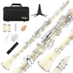 LeSage Bb Clarinet for Students b Flat Clarinet Instrument Beginner with 2 Barrels White Clarinet for School Band