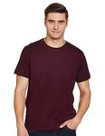 Van Heusen Athleisure Men Regular Fit T-Shirt-Cotton Rich-Smart Tech, Easy Stain Release, Anti Stat, Ultra Soft, Moisture Wicking_60021_Port Wine_S