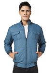 TrapNation Men's Solid Regular Jacket Jerkin STORM (L, Blue)