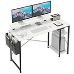 Mexin 47 Inch Computer Desk with Monitor Stand & 2-Tier Storage Shelves, Home Office Writing Desk Study Table Workstation, White