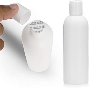 25 PCS Empty White HDPE Bottle 8 oz - Cosmo Round Plastic Bottles - 24/410 Neck White Disc Cap - 24 mm Foil Pressure Seal for Freshness and Leak Prevention - Phthalate Free Approved for Safe Cosmetics