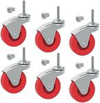 BIG RED 2.5 Inch Stem Caster Wheels Set of 6,Heavy Duty 360 Degree Swivel Stem Casters for Creeper Service Utility Cart Stool Post Mount,ATR6551-6PB