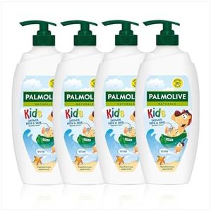 Palmolive Naturals Kids Shower Gel 4x750ml pump vitamin E body wash to nourish skin, leaves skin feeling soft, with plant-based almond milk, ingredients of 95% natural origin*