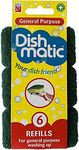 Dishmatic Green General-Purpose Washing-Up Sponge Refill Heads with Antibacterial Abrasive – Kitchen Washing-Up Handle Refills – Pack of 6