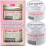 100% Natural Lip Butter Sleeping Lip Mask, Overnight Lip Moisturizer and Conditioner for Dry Lips. Intensive Lip Balm and Lip Therapy Skin Care with Mango butter (Lip Scrub and Lip Mask Set)
