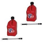 VP Racing Fuels Motorsport 5 Gallon Plastic Utility Jug Red w/Deluxe 14 Inch Hose Kit (2 Pack) Fits Most Automotive Gas Tanks and Has Built-In Filter