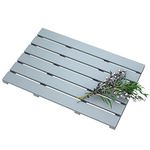 Bamboo Wooden Bath Floor Mat for Luxury Shower - Non-Slip Bathroom Waterproof Carpet for Indoor or Outdoor Use ( Grey )