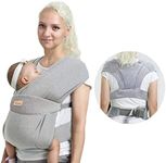 CUBY Baby Wrap Easy Carrier Sling Soft Baby Carrier Infant Baby Sling Hands Free Babies Carrier Wraps One Size Fits All (Light Grey)