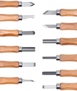 UCEC 12 Pack Linocut Wood Carving Tools Set Linoleum Hand Wood Carving Kit Whittling Knives V-chisel Angled Gouge Half Round Woodcarving Tools Set Whittling Kit for Linocut Printmaking Supplies Gift