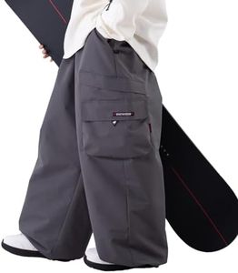 SNOWVERB Womens Mens Super Baggy Ski Insulated Pants Snowboard Utility Cargo Leopard Snow Pants for Winter Snow Sports