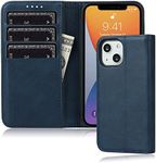 iPhone 13 Wallet Case FROLAN Premium PU Leather with Credit Card Holder Slot Flip Drop Protection Shockproof Cover 6.1 Inch(Navy Blue)