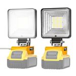 2 PCS Cordless LED Work Light for Dewalt 20V Max Battery, 60W 6000LM Battery Light for Dewalt 20V Tools, Portable Flood Light Flashlight with USB & Type-C Charging Port, Low Voltage Protection