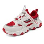 Shoful Girls Tennis Shoes Kids Red Lightweight Running Shoes Boys Casual Walking Sneakers Size 3