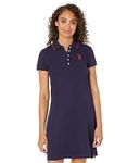 U.S. Polo Assn. USPA Tipped Polo Dress, Evening Blue, Large