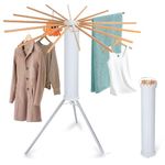 BQKOZFIN Tripod Clothes Drying Rack, Indoor & Outdoor Holder for Clothing, Portable and Foldable Space Saving Laundry Drying Rack, Drying Rack Clothing Floor Folding Wooden