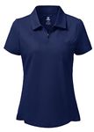 MoFiz Women's Polos Premium Cotton Polo Shirts Short Sleeve Golf Shirt Clothes Casual Work Tennis Top Navy Size L