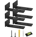 Mardili Floating Shelf Brackets 6 Pcs of 6 inch Heavy Duty Industrial Shelf Bracket with Spirit Level, Black Metal L Brackets for Wall Mounted Shelves Support DIY(1/5 Inch Thicked)