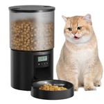 Automatic Cat Feeder Cat Food Dispenser with Programmable Timer: 4L Intelligent Cat Bowls with 10s Voice Recorder - Electric Dog Feeder Support 1-6 Meals Button Control Lockable Lid