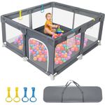 BQKOZFIN Baby Playpen, 47"x47"Playpen for Babies and Toddlers, Indoor & Outdoor Kids Activity Center, Sturdy Safety Play Yard, Infants Play Pen with Gate and Soft Breathable Mesh (47x47in)