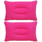 TRIXES Inflatable Pillow for Travel or Camping - Blow up Pillow - Pink Twin Pack