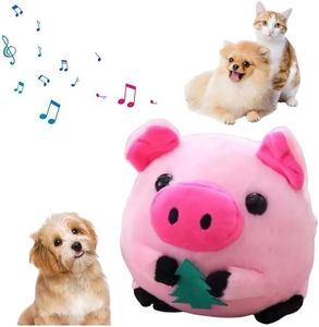 HISKI Active Moving Pet Plush Toy, 2024 Interactive Dog Toys Talking Moving Dog Ball Toy Washable Cartoon Pig Plush Sound Electronic Herding Ball for Dogs Shake Bounce Boredom Toys for Dog, Cats
